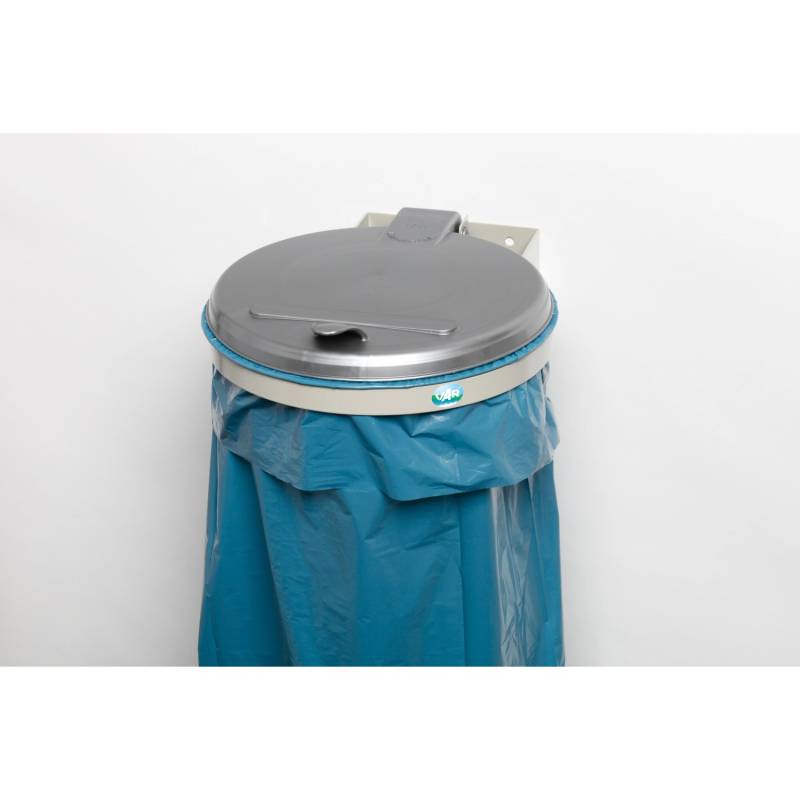 PROREGAL Robuster Abfallsammler Für Wertstoffsortierung 1 Fach Wandhalterung 120 Liter B x T 50 x 51 cm Stahl Grau Silber von PROREGAL