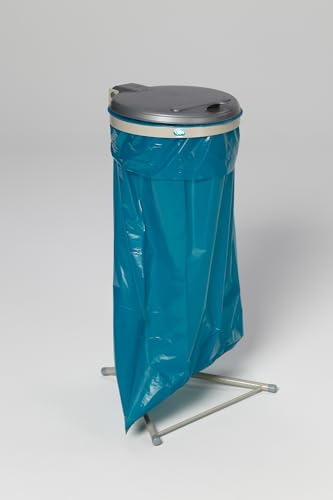 PROREGAL Robuster Abfallsammler für Wertstoffsortierung 1-Fach | Stationär | 120 Liter, HxBxT 92x50x53cm | Stahl | Grau-Silber | Mülleimer Abfalleimer von PROREGAL