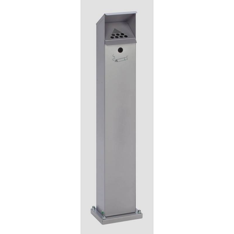 PROREGAL Robuster Ascher Standsäule Mit Schloss Und Bodenplatte 2 Liter HxBxT 115 x 18 x 15 cm Verzinkter Stahl Silber von PROREGAL