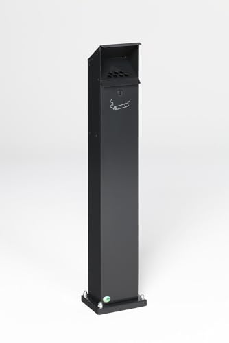 PROREGAL Robuster Ascher Standsäule mit Schloss und Bodenplatte | 2 Liter, HxBxT 115x18x15cm | Verzinkter Stahl | Anthrazit | Ascher Aschenbecher von PROREGAL