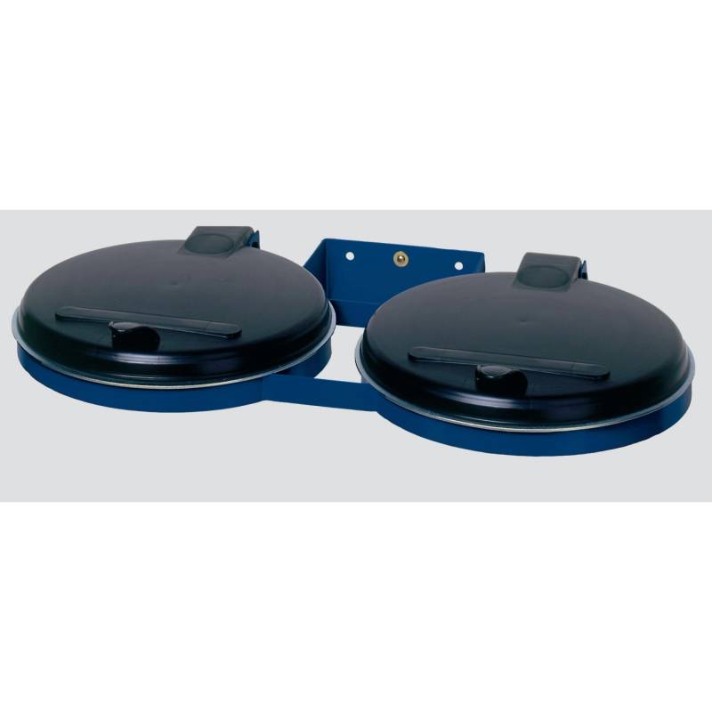 PROREGAL Robuster Doppel Abfallsammler Mit Kunststoff Deckel Wandhalterung 2 x  120 Liter B x T 80 x 53 cm Stahl Blau Schwarz von PROREGAL