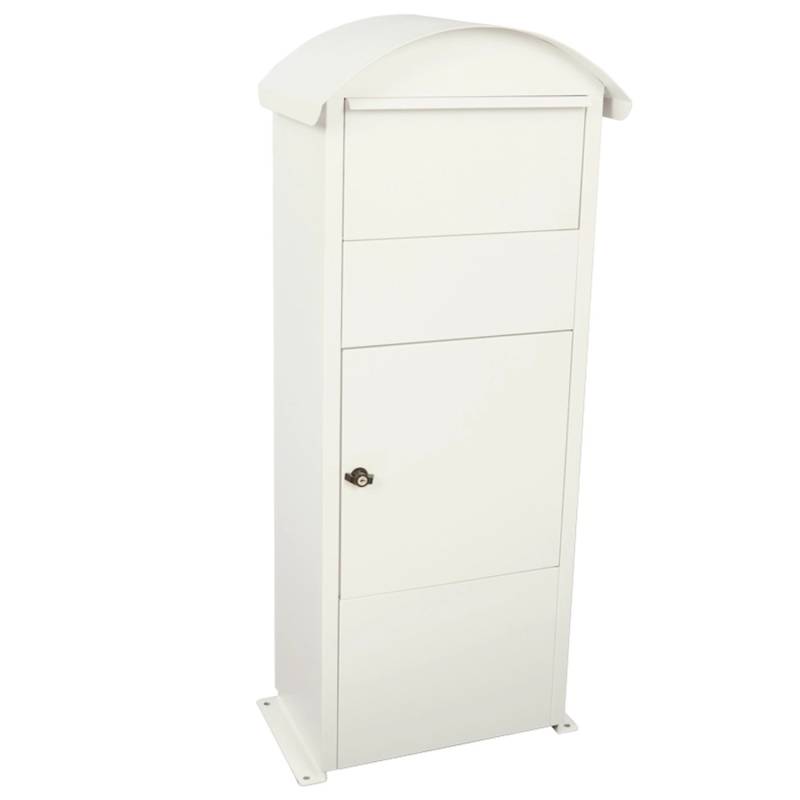 PROREGAL Robuster Freistehender Briefkasten Victorian Aus Pulverbeschichtetem Verzinkten Stahl HxBxT 110 x 41 x 26,5 cm Einwurföffnung 36 x 17 cm Weiß von PROREGAL