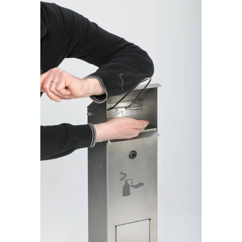 PROREGAL Robuster Handdesinfektionsspender Mit Abfallsammler Bodenmontage HxBxT 115 x 33,5 x 33,5 cm Verzinkter Stahl Weiß PROREGAL Robuster Handdesinfektionsspender Mit Abfallsammler Bodenmontage HxBxT 115 x 33,5 x 33,5 cm Verzinkter Stahl Weiß von PROREGAL