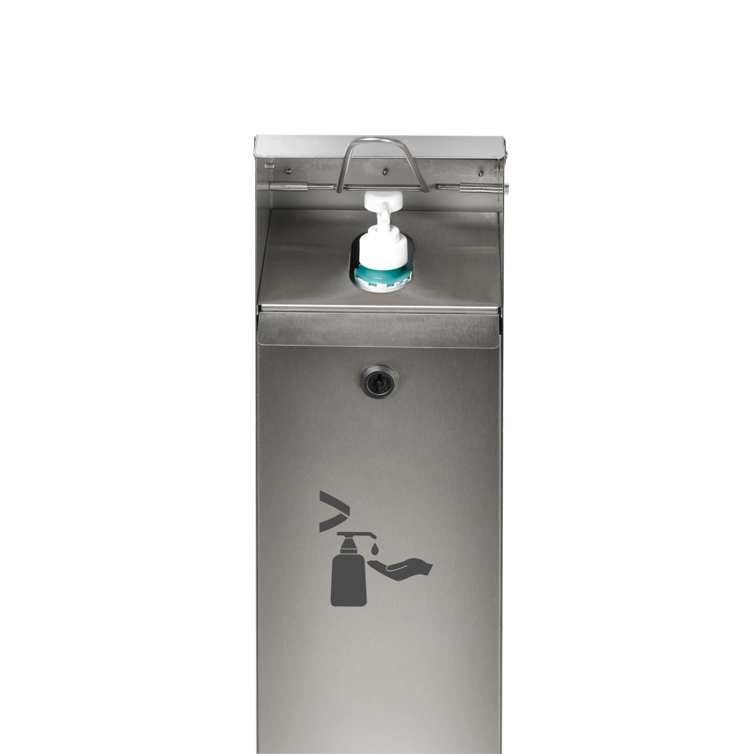 PROREGAL Robuster Handdesinfektionsspender Mit Hubmechanismus Bodenmontage HxBxT 115 x 18 x 13 cm Edelstahl Silber von PROREGAL