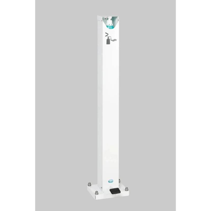 PROREGAL Robuster Handdesinfektionsspender Mit Pedal Bodenmontage HxBxT 120 x 34 x 34 cm Verzinkter Stahl Weiß von PROREGAL