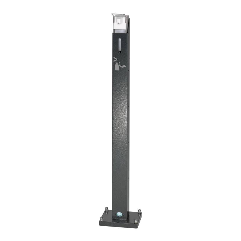 PROREGAL Robuster Handdesinfektionsspender Mit Spender Bodenmontage HxBxT 120 x 18 x 23 cm Verzinkter Stahl Grau von PROREGAL