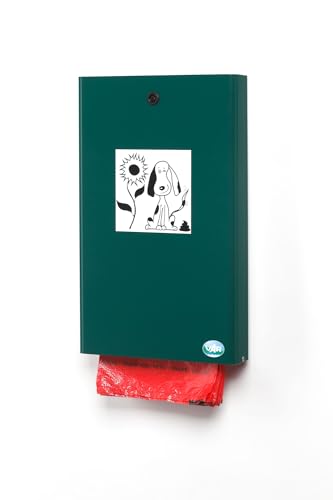 PROREGAL Robuster Hundekotbeutelspender für 200 Beutel | Wand- oder Rohrmontage | HxBxT 43x6x26,5cm | Verzinkter Stahl | Grün | Kotbeutel Kottüte von PROREGAL