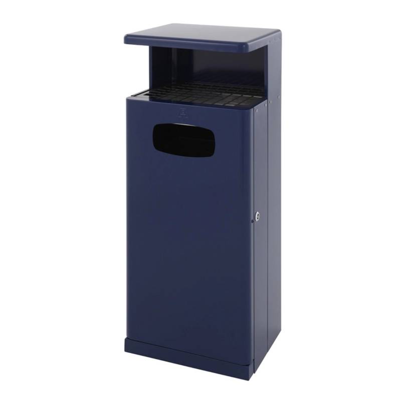 PROREGAL Robuster Kombiascher Mit Dach Für den Außenbereich 55 Liter HxBxT 103 x 40 x 34,5 cm Aluminium Blau von PROREGAL