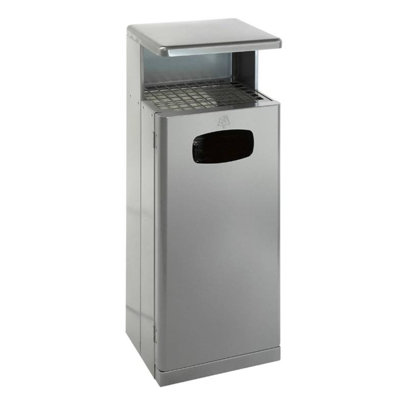 PROREGAL Robuster Kombiascher Mit Dach Für den Außenbereich 55 Liter HxBxT 103 x 40 x 34,5 cm Aluminium Grau von PROREGAL