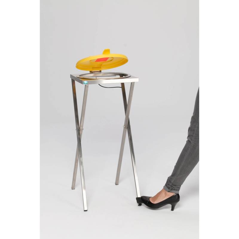 PROREGAL Robuster Scherenständer Mit Klemmring Fußpedal Für 120 Liter Sack HxBxT 90 x 40 x 45 cm Edelstahl Gelber Deckel PROREGAL Robuster Scherenständer Mit Klemmring Fußpedal Für 120 Liter Sack HxBxT 90 x 40 x 45 cm Edelstahl Gelber Deckel von PROREGAL