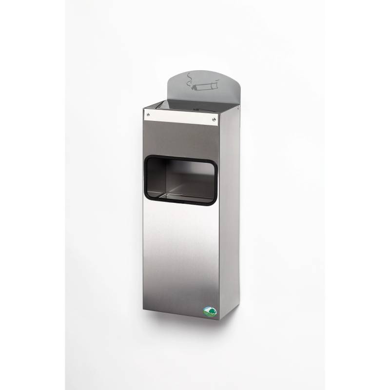 PROREGAL Robuster Wandascher Mit Abfallsammler Hinweisschild 4 Liter HxBxT 58 x 20 x 12,5 cm Edelstahl von PROREGAL