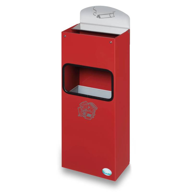 PROREGAL Robuster Wandascher Mit Schild 4 Liter HxBxT 55 x 14,5 x 22 cm Verzinkter Stahl Rot von PROREGAL