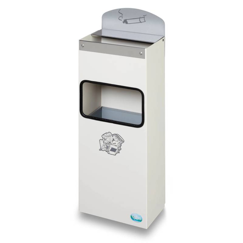 PROREGAL Robuster Wandascher Mit Schild 4 Liter HxBxT 55 x 14,5 x 22 cm Verzinkter Stahl Weiß von PROREGAL