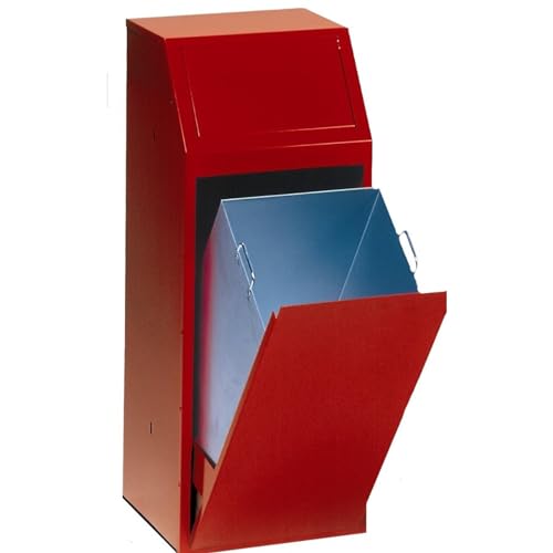 PROREGAL Robuster Wertstoffsammler mit Einwurfklappe selbstschließend | 68 Liter, HxBxT 100x40x40cm | Verzinkter Stahl | Rot | Mülleimer Abfalleimer von PROREGAL