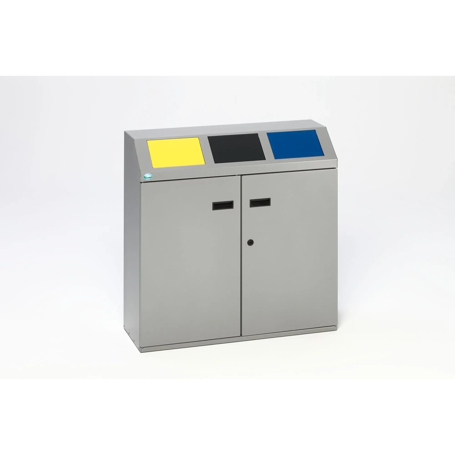 PROREGAL Robustes Wertstoffsortiersystem Eckig 3 Fach 48 Liter Je Behälter HxBxT 91 x 88 x 32,5 cm Verzinkter Stahl Silber von PROREGAL