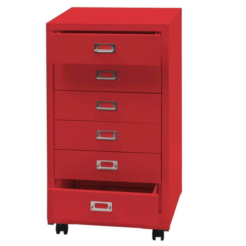 PROREGAL Rollcontainer 75x40x41cm Metall 6 Schubladen Rot PROREGAL Rollcontainer 75x40x41cm Metall 6 Schubladen Rot von PROREGAL