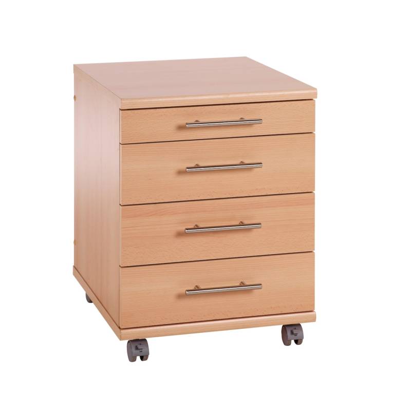 PROREGAL Rollcontainer Eagle HxBxT 57 x 42 x 50 cm mit Rollen 4 Schubladen Buche von PROREGAL