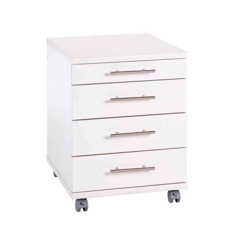 PROREGAL Rollcontainer Eagle HxBxT 57 x 42 x 50 cm mit Rollen 4 Schubladen Weiß von PROREGAL