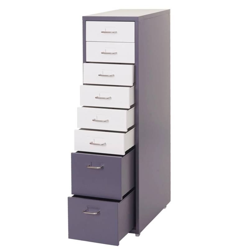 PROREGAL Rollcontainer Housten 110x28x41cm 8 Schubladen Dunkelgrau Weiß-Dunkelgrau von PROREGAL
