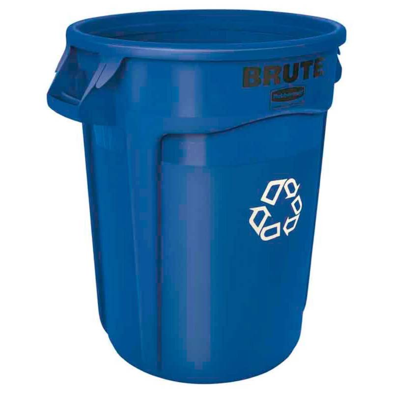 PROREGAL Rubbermaid Brute Runde Mehrzwecktonne Mit Belüftungskanälen 121,1 Liter HxBxT 69,2 x 63,5 x 55,5 cm Aus Kunststoff Blau Mit Recyclingsymbol von PROREGAL