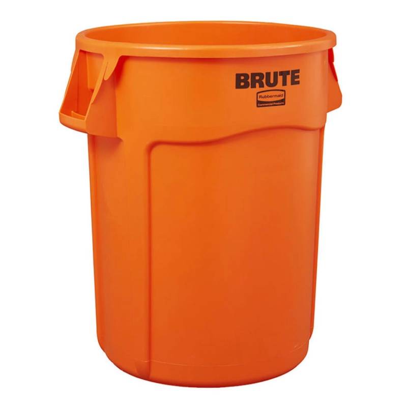 PROREGAL Rubbermaid Brute Runde Mehrzwecktonne Mit Belüftungskanälen 121,1 Liter HxBxT 69,2 x 63,5 x 55,5 cm Aus Widerstandsfähigem Kunststoff Orange von PROREGAL