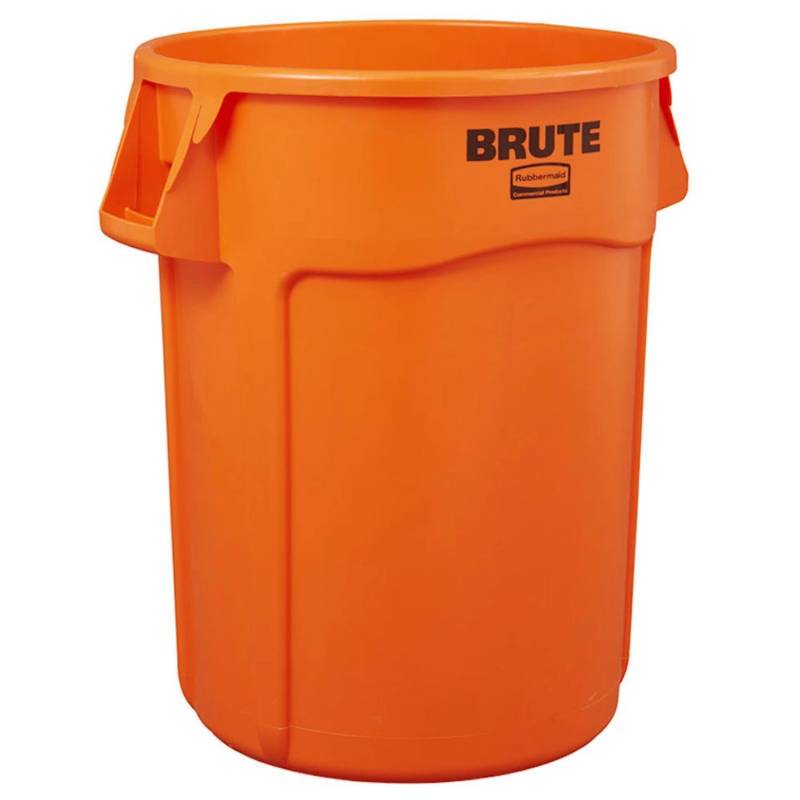 PROREGAL Rubbermaid Brute Runde Mehrzwecktonne Mit Belüftungskanälen 166,5 Liter HxBxT 79,6 x 71,7 x 61,2 cm Aus Widerstandsfähigem Kunststoff Orange von PROREGAL