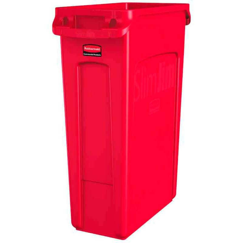 PROREGAL Rubbermaid Slim Jim Mülleimer Mit Belüftungskanälen 87 Liter HxBxT 76,2 x 28 x 56 cm Rot von PROREGAL