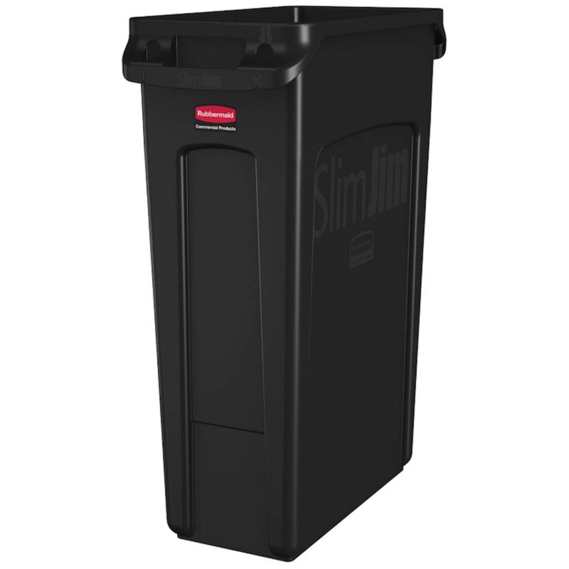 PROREGAL Rubbermaid Slim Jim Mülleimer Mit Belüftungskanälen 87 Liter HxBxT 76,2 x 28 x 56 cm Schwarz von PROREGAL