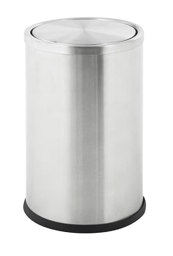PROREGAL Runder Edelstahl Papierkorb mit Swing Deckel |10 Liter, HxØ 30x20cm | Silber von PROREGAL