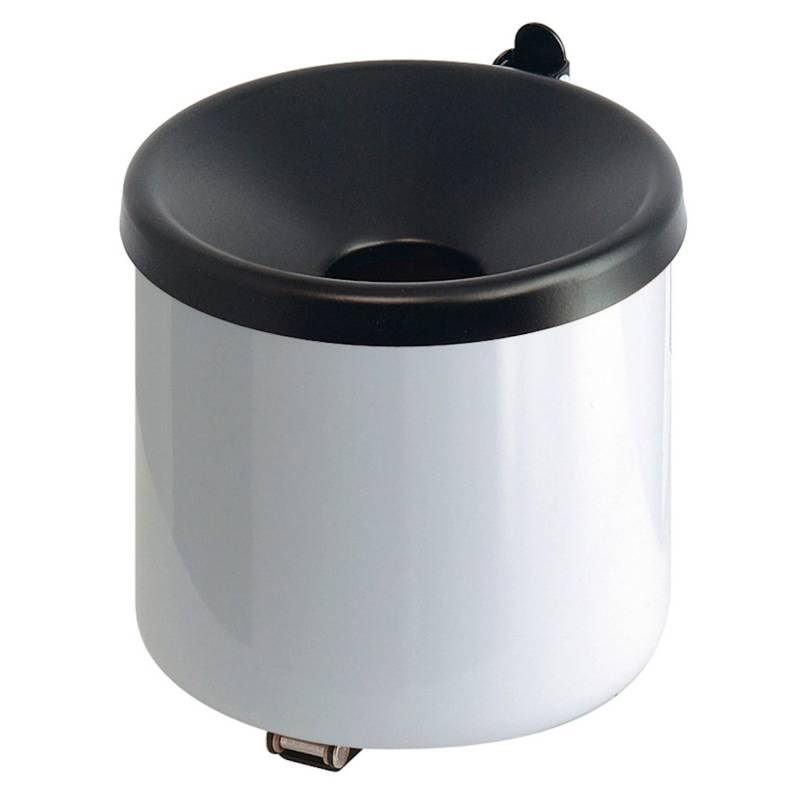 PROREGAL Runder Feuerlöschender Wandaschenbecher 2 Liter HxØ 16 x 16 cm Metal Weiß Mit Schwarzem Deckel von PROREGAL