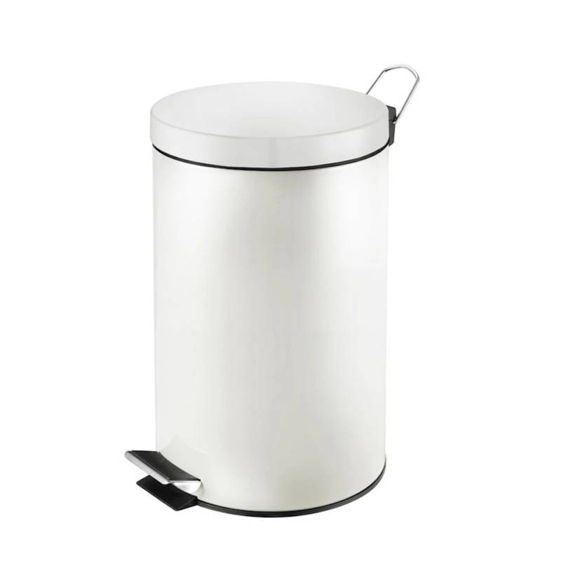 PROREGAL Runder Tretabfallsammler Mit Herausnehmbaren Kunststoff Inneneimer 12 Liter HxBxT 40 x 29,5 x 25,5 cm Weiß von PROREGAL