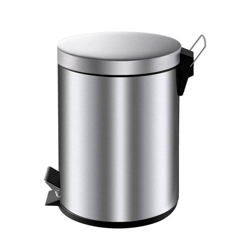PROREGAL Runder Tretabfallsammler Mit Herausnehmbaren Kunststoff Inneneimer 5 Liter HxBxT 28,4 x 24,5 x 20 cm Matt Silber von PROREGAL