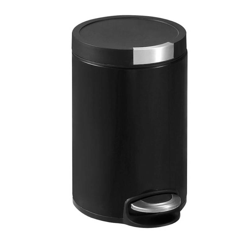 PROREGAL Runder Treteimer Mit Kunststoffdeckel Mit Edelstahlakzenten 12 Liter HxØ 40 x 25 cm Schwarz von PROREGAL