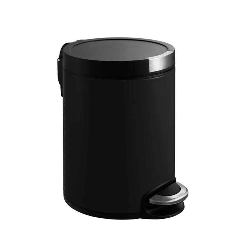 PROREGAL Runder Treteimer Mit Kunststoffdeckel Mit Edelstahlakzenten 5 Liter HxØ 29 x 20,5 cm Schwarz von PROREGAL