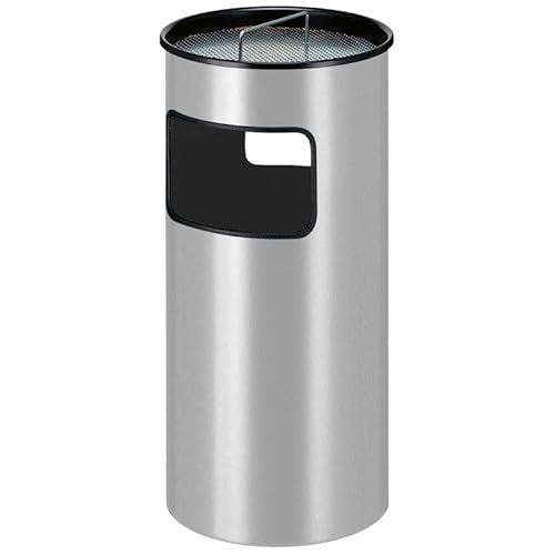 PROREGAL Runder feuerfester Kombiascher inkl. Löschsand & Sieb | 50 Liter, HxØ 69x32cm | Inneneimer aus Metall | Silber von PROREGAL