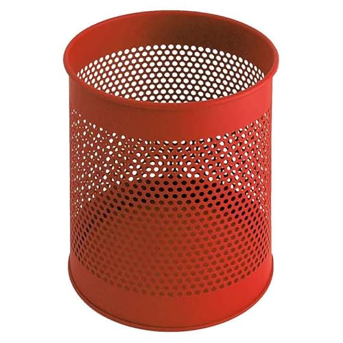 PROREGAL Runder perforierter Papierkorb aus Metall | 15 Liter, HxØ 32x26cm | Rot von PROREGAL