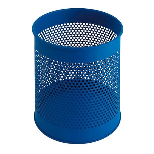 PROREGAL Runder perforierter Papierkorb aus Metall | 15 Liter, HxØ 32x26cm | Blau von PROREGAL