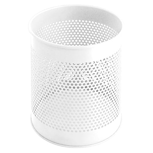 PROREGAL Runder perforierter Papierkorb aus Metall | 15 Liter, HxØ 32x26cm | Weiß von PROREGAL