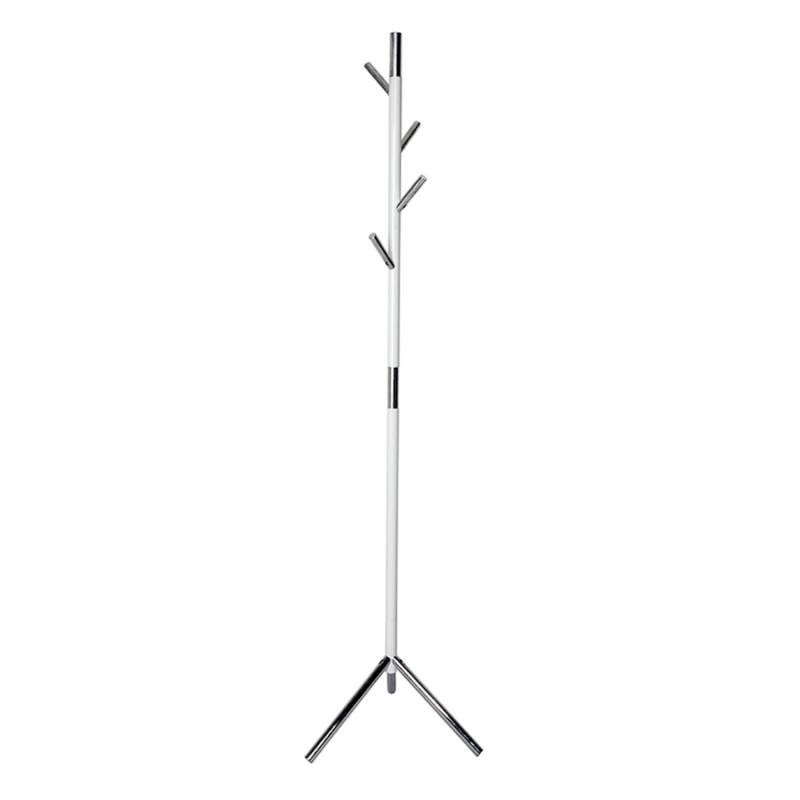 PROREGAL Schicker Minimalistischer Garderobenständer Mit 4 Aluminiumhaken Höhe 180 cm Weiß & Haken Verchromt von PROREGAL