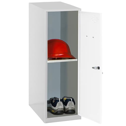 PROREGAL Schließfachschrank AMEGO | HxBxT 91,5x30x50cm | 1x Fachboden | Ohne Standfüße | Weiß-Grau | Spind Schließfach Garderobe von PROREGAL