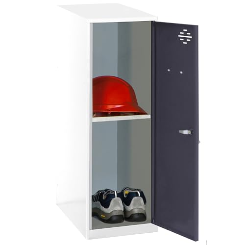 PROREGAL Schließfachschrank AMEGO | HxBxT 91,5x40x50cm | 1x Fachboden | Ohne Standfüße | Anthrazit-Weiß | Spind Schließfach Garderobe von PROREGAL