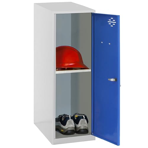PROREGAL Schließfachschrank AMEGO | HxBxT 91,5x40x50cm | 1x Fachboden | Ohne Standfüße | Blau-Grau | Spind Schließfach Garderobe von PROREGAL