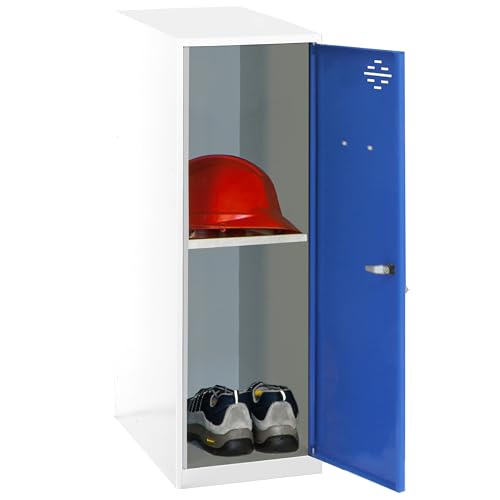 PROREGAL Schließfachschrank AMEGO | HxBxT 91,5x40x50cm | 1x Fachboden | Ohne Standfüße | Blau-Weiß | Spind Schließfach Garderobe PROREGAL Schließfachschrank AMEGO | HxBxT 91,5x40x50cm | 1x Fachboden | Ohne Standfüße | Blau-Weiß | Spind Schließfach Garderobe von PROREGAL