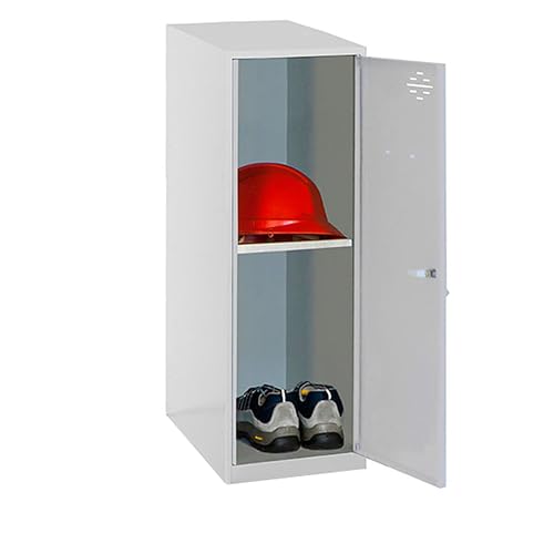 PROREGAL Schließfachschrank AMEGO | HxBxT 91,5x40x50cm | 1x Fachboden | Ohne Standfüße | Grau-Grau | Spind Schließfach Garderobe von PROREGAL