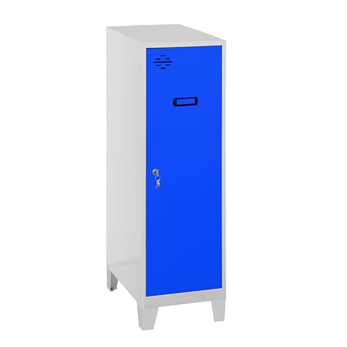 PROREGAL Schließfachwürfel AMEGO | HxBxT 101,5x40x50cm | Mit Standfüße | Blau-Weiß | Spind Schließfach Garderobe von PROREGAL
