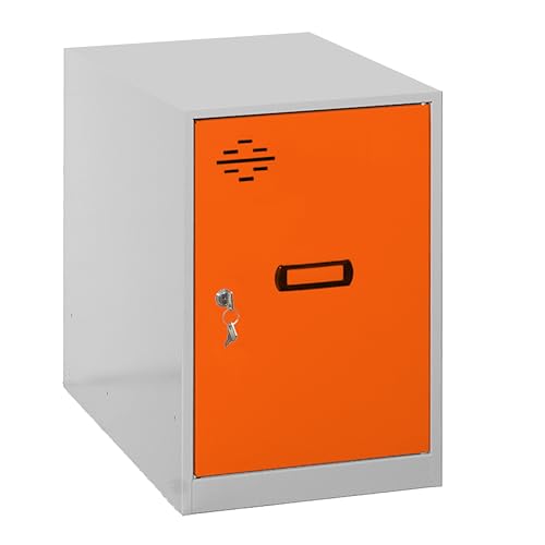 PROREGAL Schließfachwürfel AMEGO | HxBxT 47,5x30x50cm | Ohne Standfüße | Orange-Grau | Spind Schließfach Garderobe von PROREGAL