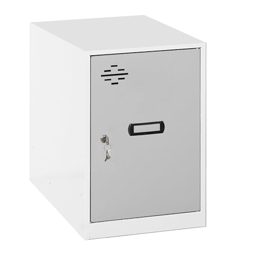 PROREGAL Schließfachwürfel AMEGO | HxBxT 47,5x40x50cm | Ohne Standfüße | Grau-Weiß | Spind Schließfach Garderobe von PROREGAL