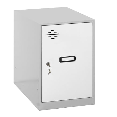 PROREGAL Schließfachwürfel AMEGO | HxBxT 47,5x40x50cm | Ohne Standfüße | Weiß-Grau | Spind Schließfach Garderobe von PROREGAL