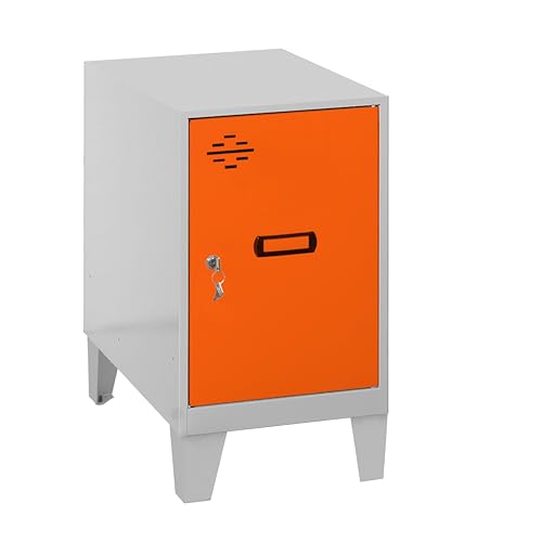 PROREGAL Schließfachwürfel AMEGO | HxBxT 57,5x30x50cm | Mit Standfüße | Orange-Grau | Spind Schließfach Garderobe von PROREGAL