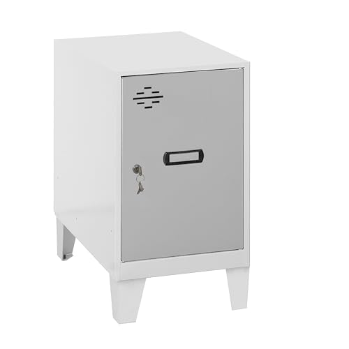 PROREGAL Schließfachwürfel AMEGO | HxBxT 57,5x40x50cm | Mit Standfüße | Grau-Weiß | Spind Schließfach Garderobe von PROREGAL